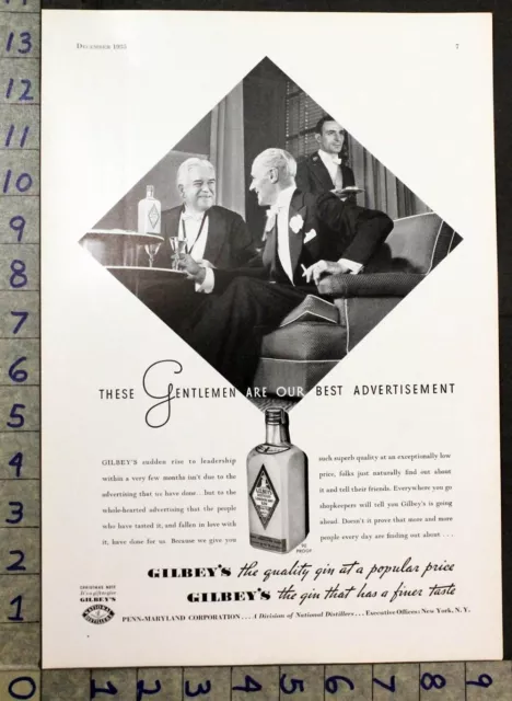 1935 Gilbeys Distilled London Dry Gin Distillery Bar Restaurant Liquor Ad 31002