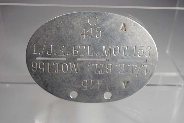 Wehrmacht Erkennungsmarke 1. I.E. Btl. Mot.156 (Rückseitig graviert) WWII #E27 Wehrmacht Erkennungsmarke 1. I.E. Btl. Mot.156 (Rückseitig graviert) WWII #E27