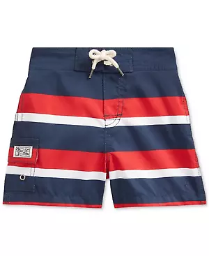 Polo Ralph Lauren RED MULTI Boys' Kailua Striped Swim Trunks, 9M