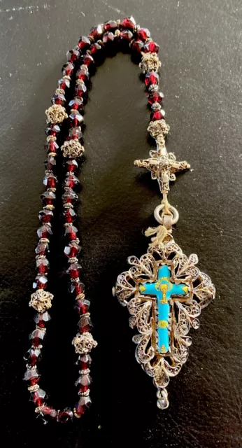 antiker filigraner  Rosenkranz mit Granat  - Rosary