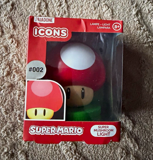 Mario Theme Box PALADONE SUPER MARIO Super Mushroom Night Light Battery Operated Indoor ...