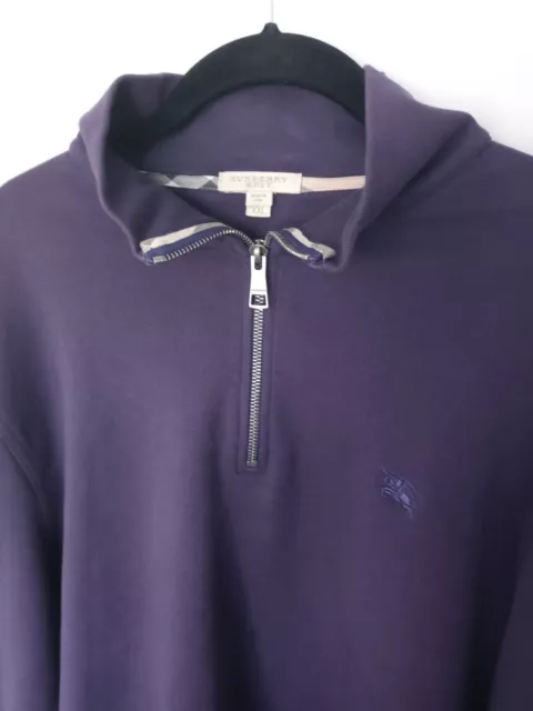 Burberry Brit Mens Half Zip Long Sleeve Plum Purple Pullover Sweater XXL