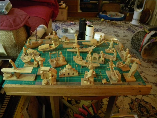 23 x Beautiful Chinese carved wooden figures within a Plano Box