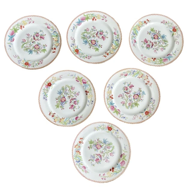 Royal Doulton Tiffany & Co. Dinner Plates Set of 6 E2929 Floral Oriental Vintage