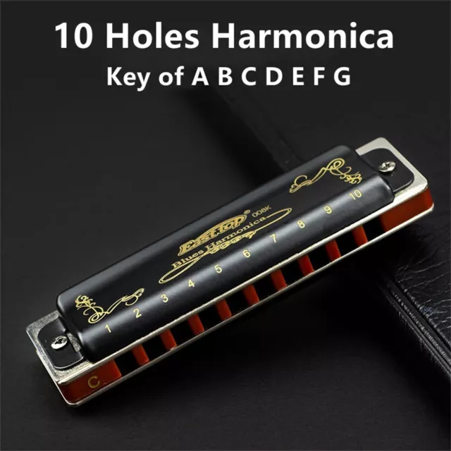 Harmonica Un B C D E F G Clé Noir Cadeau Portable Résine Épais Plaque Base