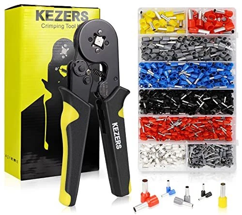 Ferrule Crimping Tool Kit,AWG23-7 Self-Adjustable Ratchet Crimping Pliers Set