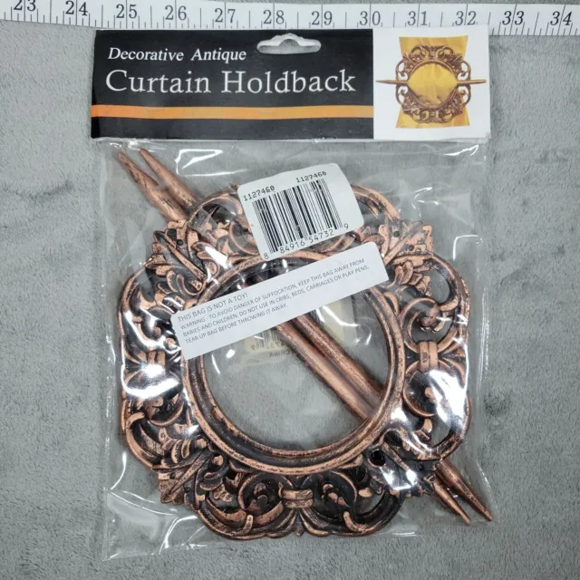 Set of 2 Resin Curtain Drapes Copper Color Tiebacks Medium Size Round Decorative