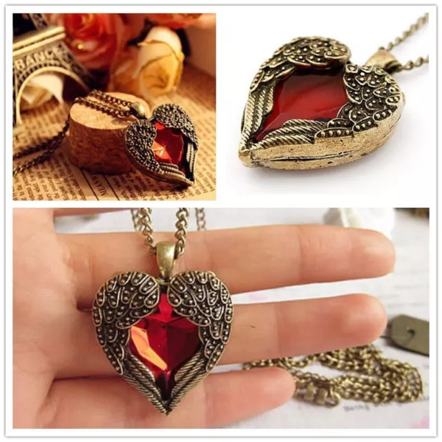 Love heart Red  Long wing Chain Necklace pendant Jewellery  valentine gift