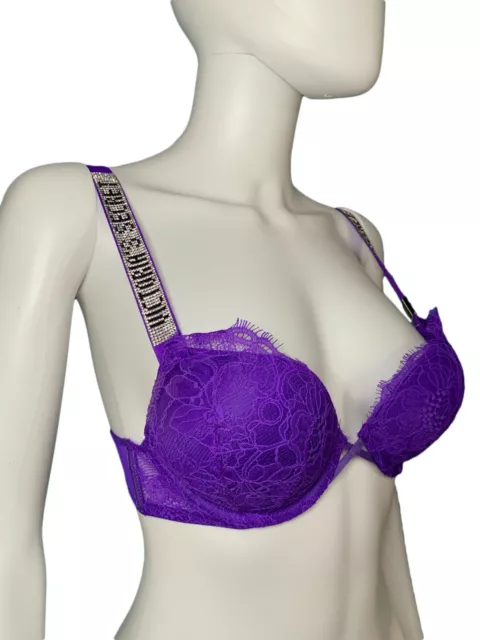 VICTORIA'S SECRET BOMBSHELL Add 2 Cups LACE SHINE STRAP PUSH UP