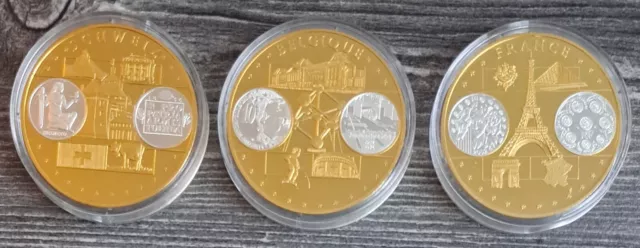 Medaillen Serie "Euro-Erstabschläge" (BTN) - Schweiz / France / Belgique