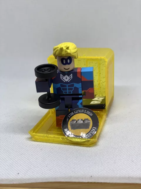 Roblox Celebrity Series 7 HEROES OF ROBLOXIA: BLUE BASHER CAP Figure w/BELT  Code