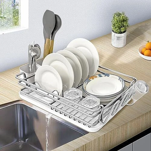 Dish Drying Rack Aluminum Dish Racks for Kitchen Counter - Space-Saving Durab...