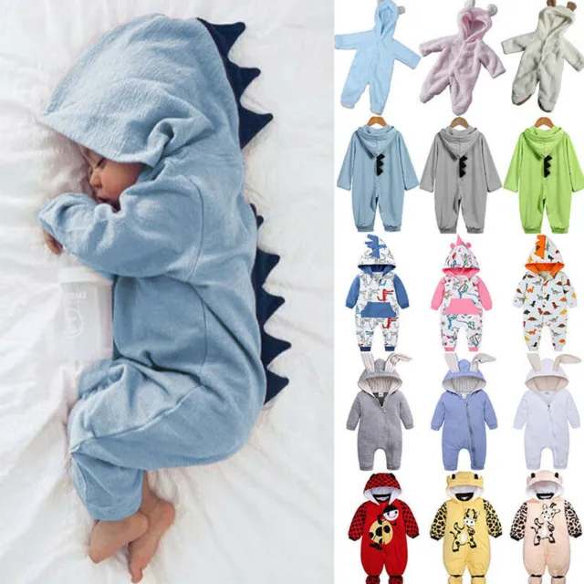Baby Newborn Boys Girls Bunny Hooded Romper Pajamas Jumpsuit Outfits Clothes Set
