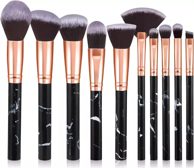 Makeup Brushes 10Pcs Marble Makeup Foundation Powder Blush Blending Eyeshadow 2