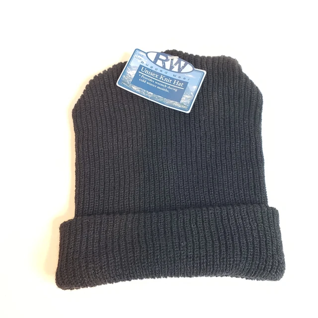 RW Rugged Wear Unisex Knit Hat - Mens Womens - Black OSFA Winter Cap Beanie NWT