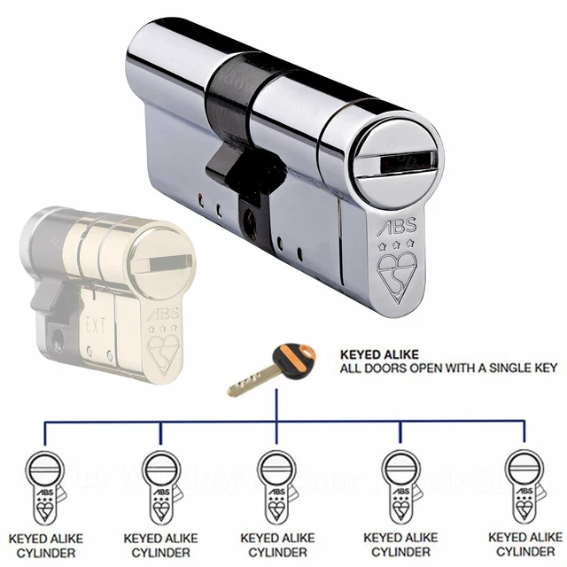 AVOCET ABS KEYED Alike Euro Cylinder UPVC Door Lock Anti Snap 3 Star