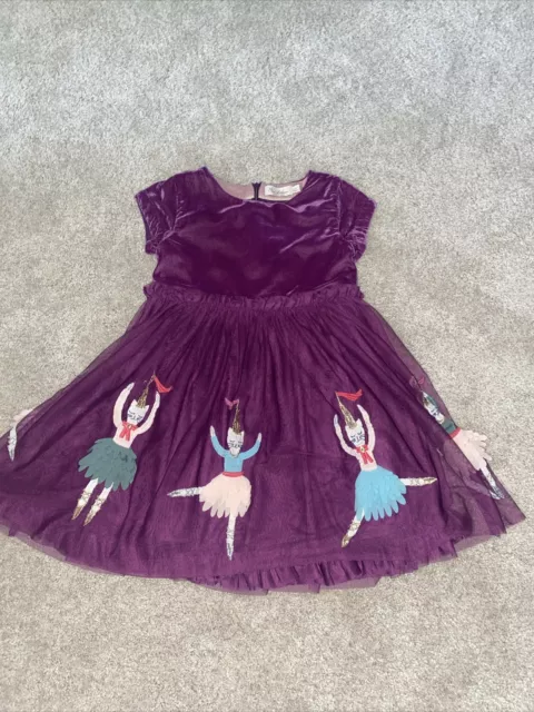 Mini Boden Holiday Velvet Tulle Ballerina Cat Dress 4- 5 Year