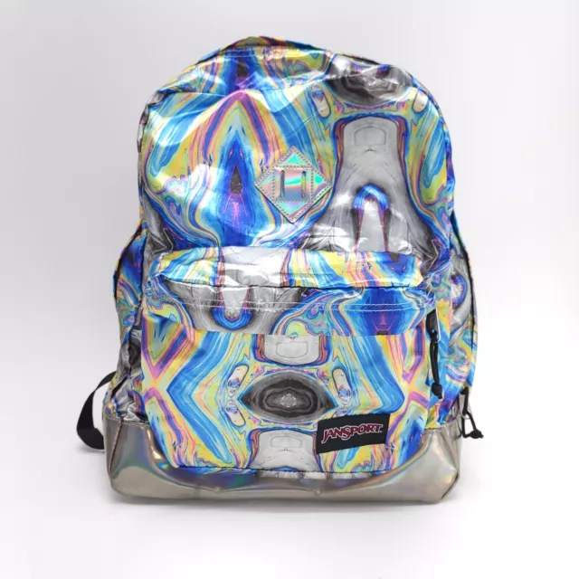 Jansport SUPER FX Oil Swirl Backpack School Bag JS00T64Q Metalic Pack CLEAN!