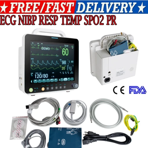 Vitals Monitor Spo2 Low COMPACT 12& VITAL Sign Monitor with ECG-RESP-NIBP-SPO2- TEMP-PR ...