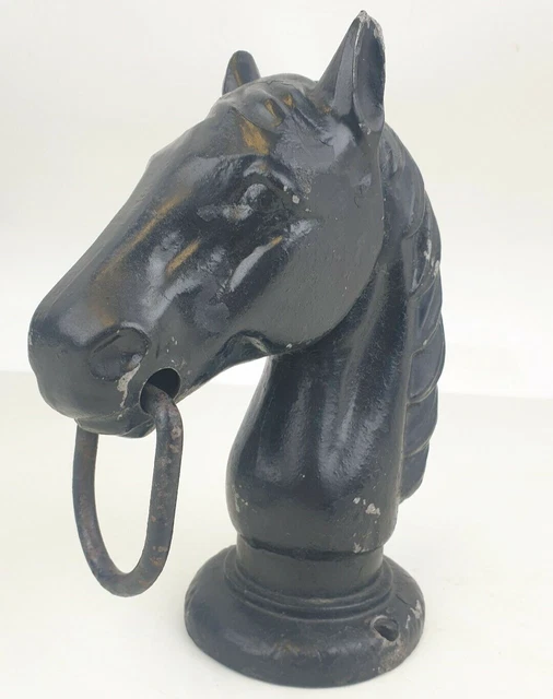 Vintage Horse Head Hitching Post Fence Topper w/Ring 9x7" Equestrian Towel