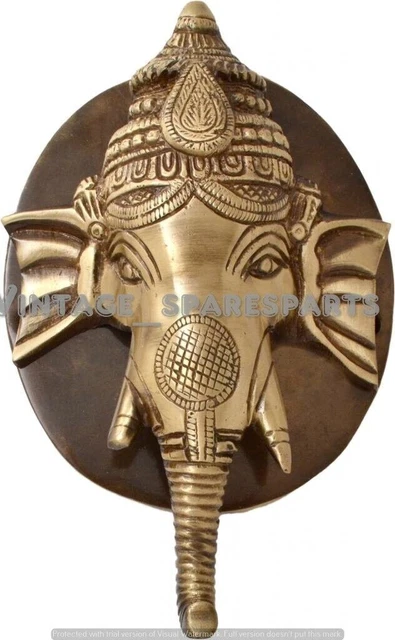 Heurtoir de porte en laiton Ganesh avec base de plaque, cloche de porte...
