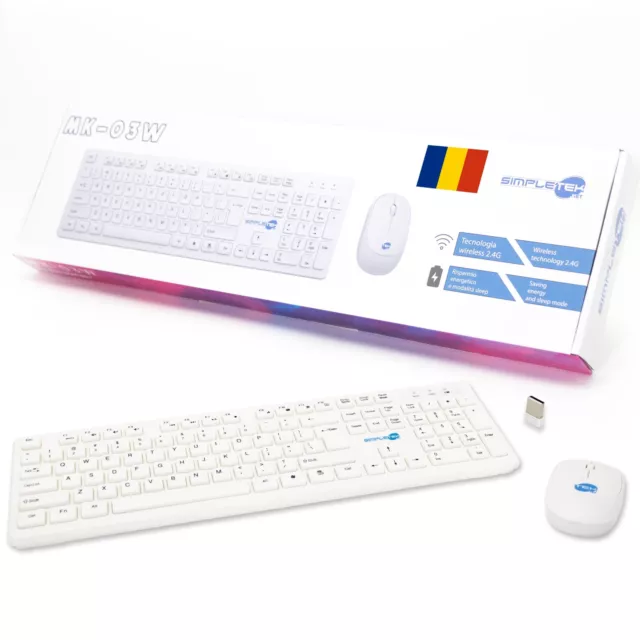 Kit Souris Et Clavier sans Fil Layout Roumain Ro Blanche Kit Set M&K Croissance