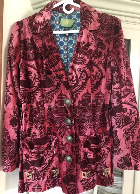 RARE Tracy Porter Tapestry Chinoiserie Style Coat/Jacket Size Small