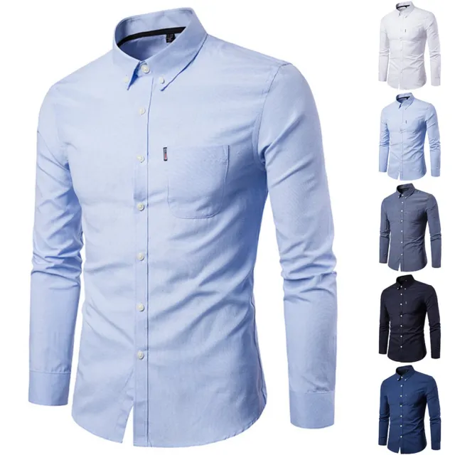Men's Long Sleeve Dress Shirt Button-down Blouse Tops T-shirt Business Wedding