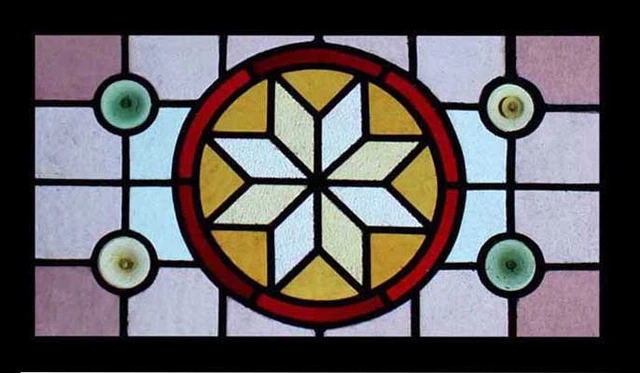 Victorian Star Rondels Antique English Stained Glass Window