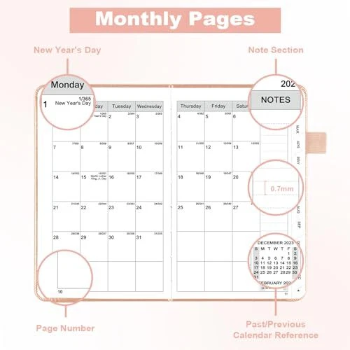 2024 DAILY POCKET Planner 2024 Calendars 12 Month Planner 4'' x 6