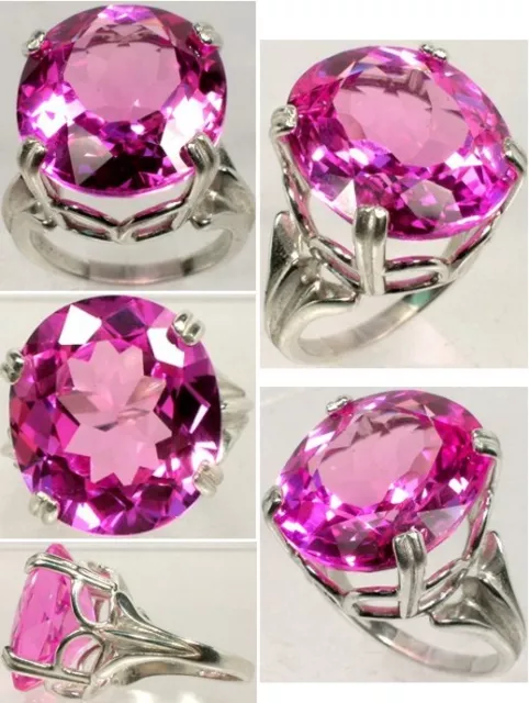 Vintage 31ct Pink Topaz+Ring: Ancient Greece Intellect Anti-Evil Witchcraft Gem