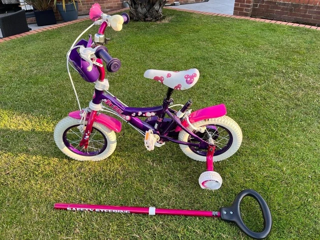 GIRLS PURPLE 12 Inch Bike Smyth s Bubble Bike With Parent Steering