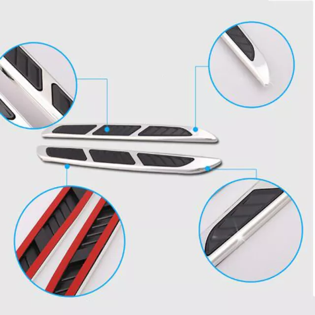 Universal Car Air Flow Fender Side Vent Cover Hood Exterior Decor Sticker Silver
