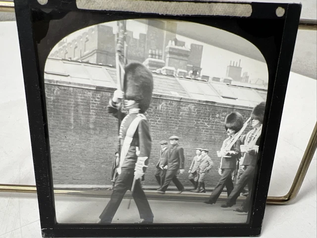 Vintage Glass Slide Candle Magic Lantern Photograph Royal Scots Guard Beefeater