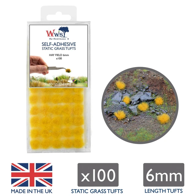Tiardey 32 Touffes D’herbe Statique 8 Mm – Jaune Clair – Auto-adhésif – Modélisme Ferroviaire, Wargaming, Dioramas – Réaliste