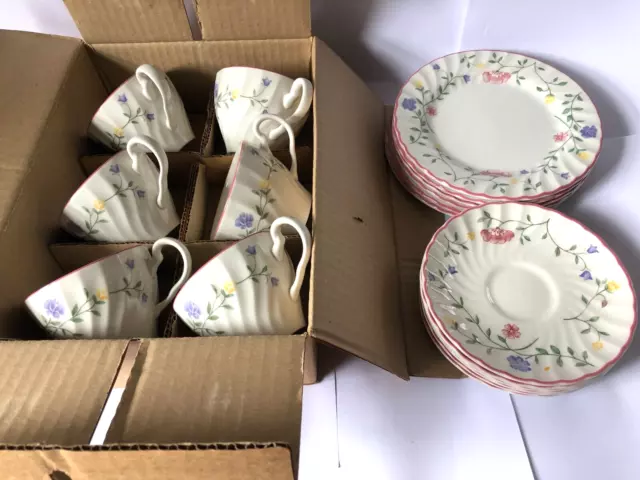 NEW 6 Trios x VTG Johnson Brothers Summer Chintz Tea Cups, Saucers Side Plates