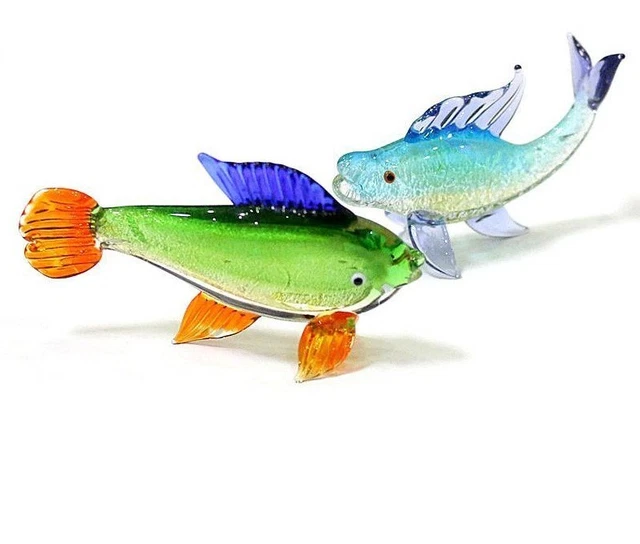 Silver Foil Craft Glass Tropical Fish Figurines Cute Vivid Miniature Sea Animals