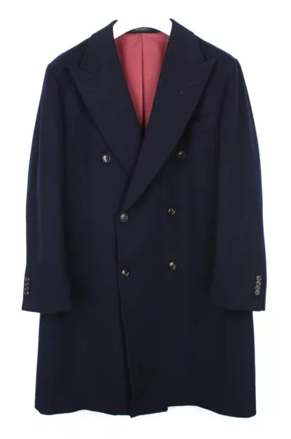 Suitsupply Bleecker Manteau Homme UK 48 Double Boutonnage Pic Revers Laine Bleu