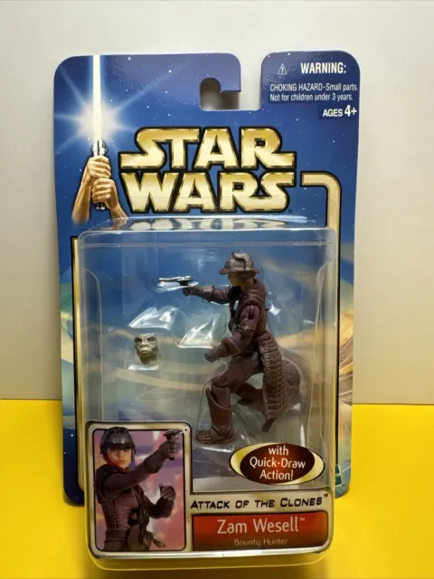 Hasbro Star Wars Attack Clones Zam Wesell Face Reveal Action Figure 2002