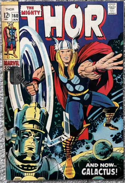 The Mighty Thor Comic #160 (Marvel,1969) Galactus Vs. Ego Silver Age ~