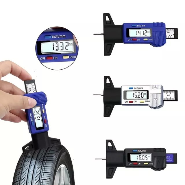 Digital Tyre Depth Gauge Tread Checker LCD Mini Tool For Motorbike Car Van Bike