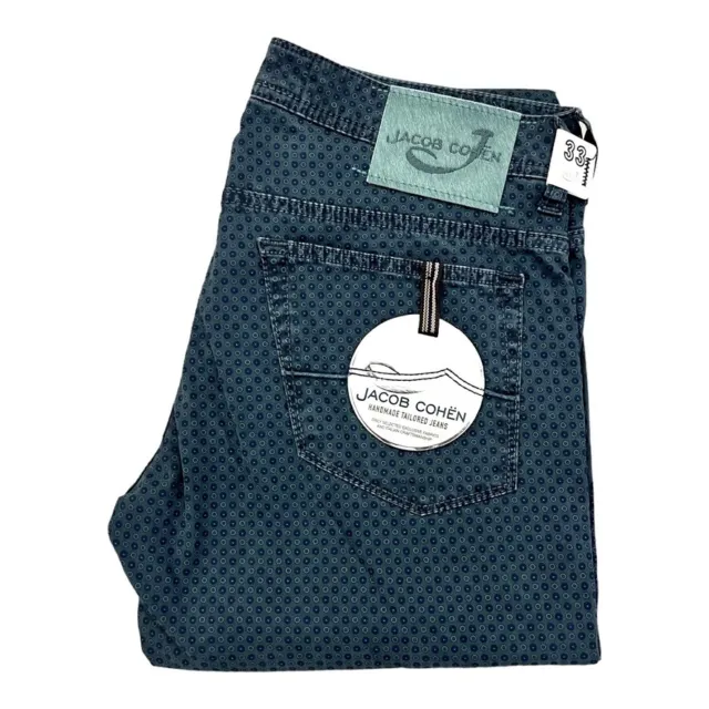 Jacob Cohen PW613 COMF Pantalon Homme Jeans Confort Emerald Vert Bleu Neuf Label