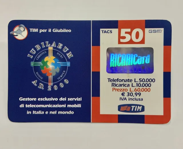 Ricarica Telefonica Cellulare TIM GIUBILEO 50.000 lire TICARICard 2002 Vintage