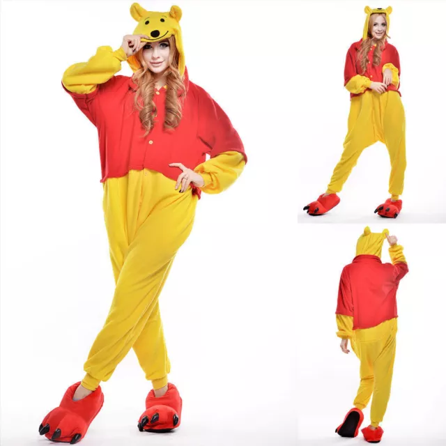 Unisex Adult Winnie The Pooh Flannel Onesie11 Cosplay Costume Kigurumi PajamasUK 2