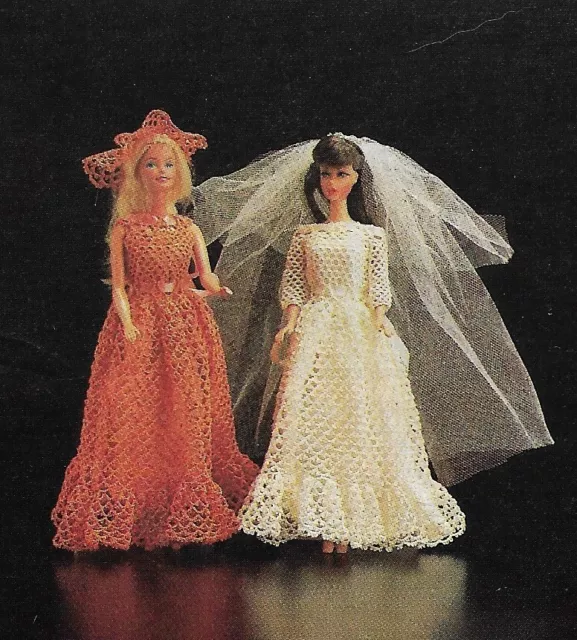 Vestidos vintage de novia y dama de honor para muñecas de 11 1/2" tatuando INSTRUCCIONES DE PATRÓN