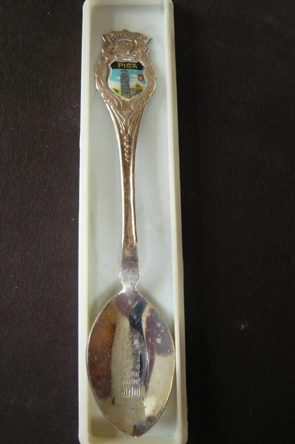 Cuillère souvenir SAINTE AGNES en plaqué argent blason héraldique émaillé