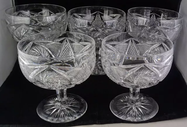 5 Clark Signed ABP American Brilliant Period Cut Glass Supreme Grapefruit 5 Clark Signed ABP American Brilliant Period Cut Glass Supreme Grapefruit