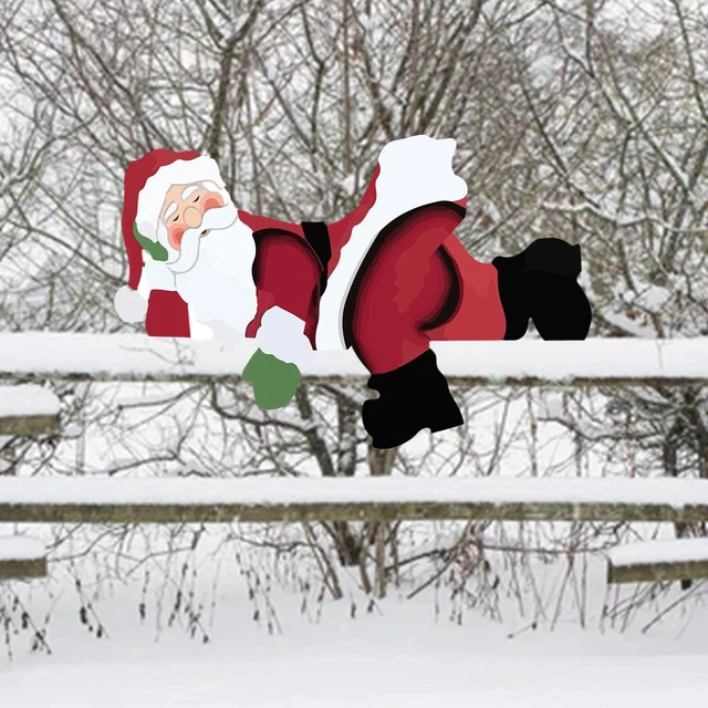 Weihnachtsgartenzaun Peeker Weihnachtsmann Schneemann Garten Weihnachten Outdoor Dekor