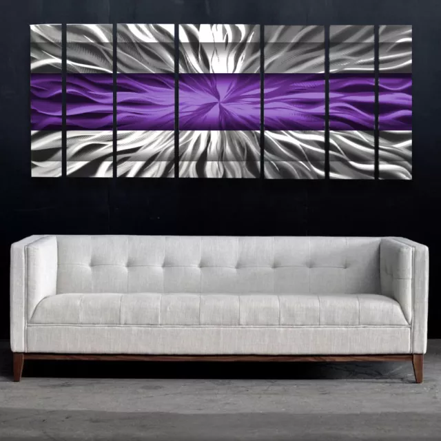 Metal Wall Art Modern Contemporary Abstract Sculpture Purple Painting Home Decor