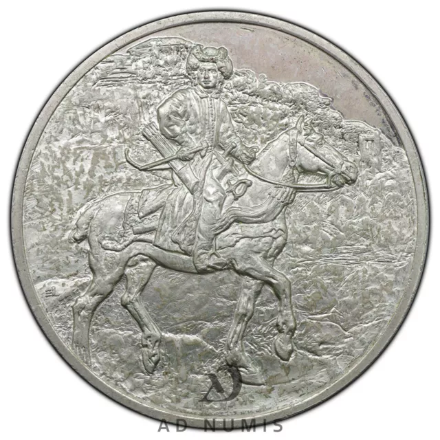 Grosse médaille Cavalier Polonais signée Rembrandt  - Argent massif 950/1000